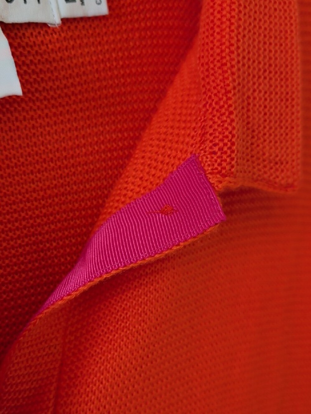Gretchen Scott Orange Button-Down Knit Cardigan Fushia Ribbon Placket L - Picture 4 of 14